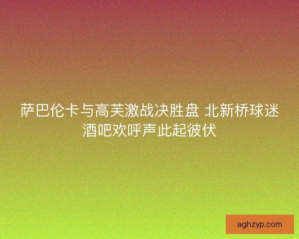 萨巴伦卡与高芙激战决胜盘 北新桥球迷酒吧欢呼声此起彼伏