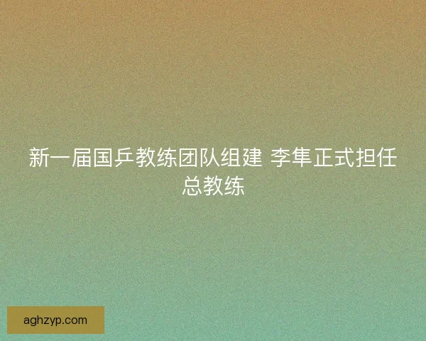 新一届国乒教练团队组建 李隼正式担任总教练