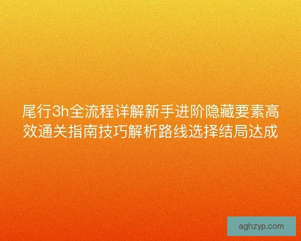 尾行3h全流程详解新手进阶隐藏要素高效通关指南技巧解析路线选择结局达成
