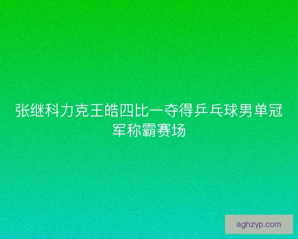 张继科力克王皓四比一夺得乒乓球男单冠军称霸赛场
